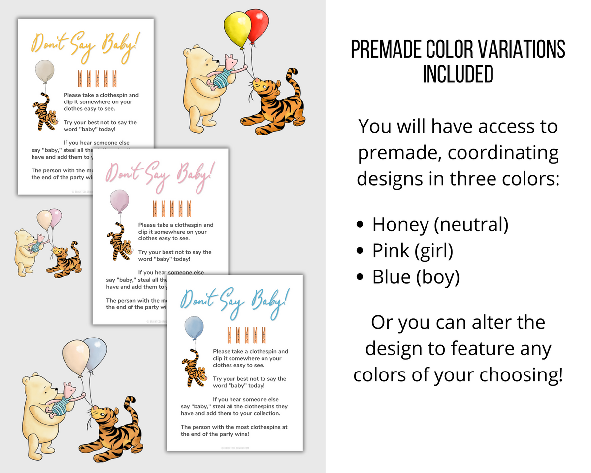 Winnie The Pooh Baby Shower Games - D290 - Baby Printables