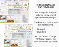 Classic Winnie-the-Pooh Baby Shower Printables Bundle (Honey Golden Yellow)