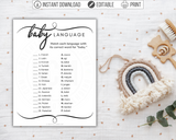 Baby Language Printable Baby Shower Game