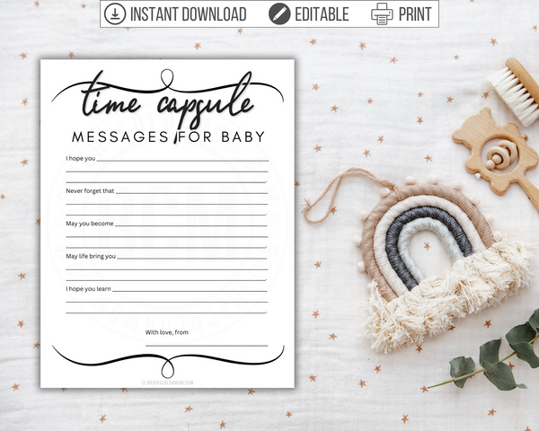 Time Capsule Messages Printable Baby Shower Game