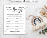 Finish Mommy's Phrase Printable Baby Shower Game
