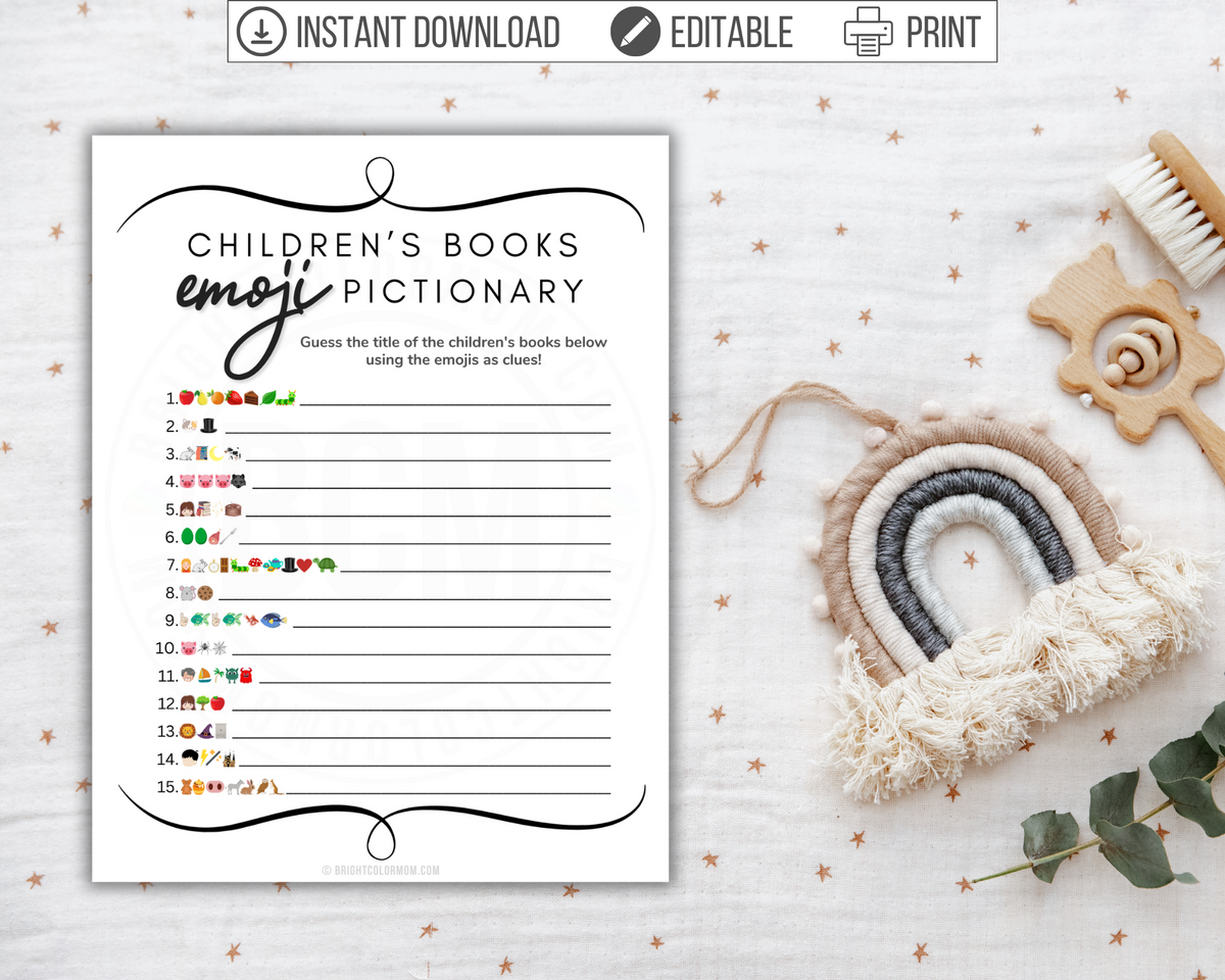 Children's Books Emoji Pictionary Printable Baby Shower Game – Bright Color Mom Shop children-s-books-emoji-pictionary-printable-baby-shower-game-bright-color-mom-shop