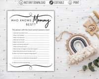Who Knows Mommy Best? Printable Baby Shower Game