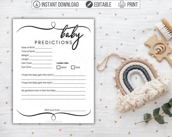 Baby Predictions Printable Baby Shower Game