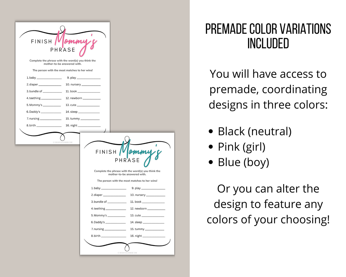 Finish Mommy's Phrase Printable Baby Shower Game – Bright Color Mom Shop finish-mommy-s-phrase-printable-baby-shower-game-bright-color-mom-shop