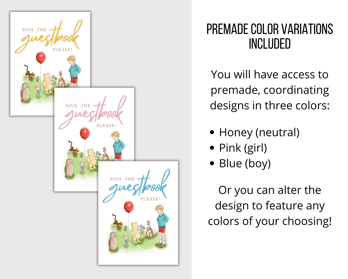 Classic Winnie-the-Pooh Baby Shower Printables Bundle (Honey Golden Ye –  Bright Color Mom Shop