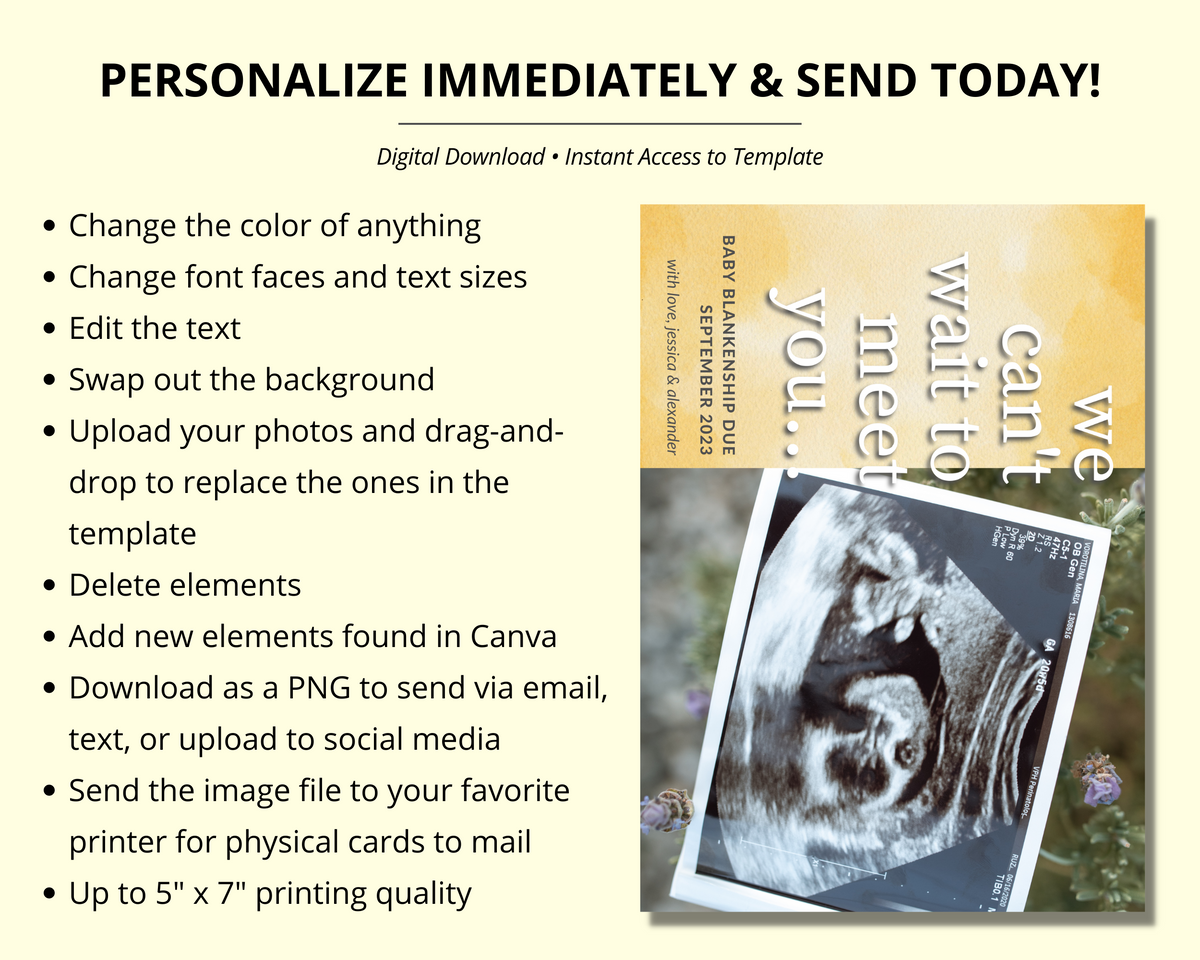 Editable, Printable Pregnancy Announcement Card (Sonogram Template Editable, Printable Pregnancy Announcement Card (Sonogram Template