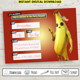 FREE Printable Peely Fortnite Party Invitation
