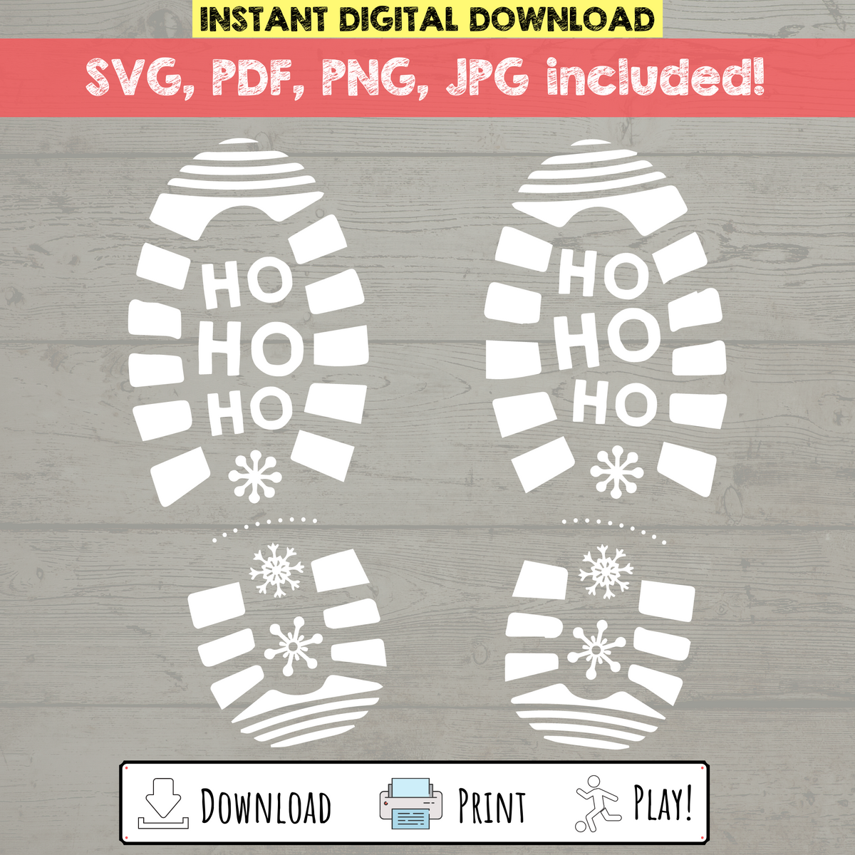 Santa footprint Svg| Santa footprint stencil Svg| Santa footsteps Svg