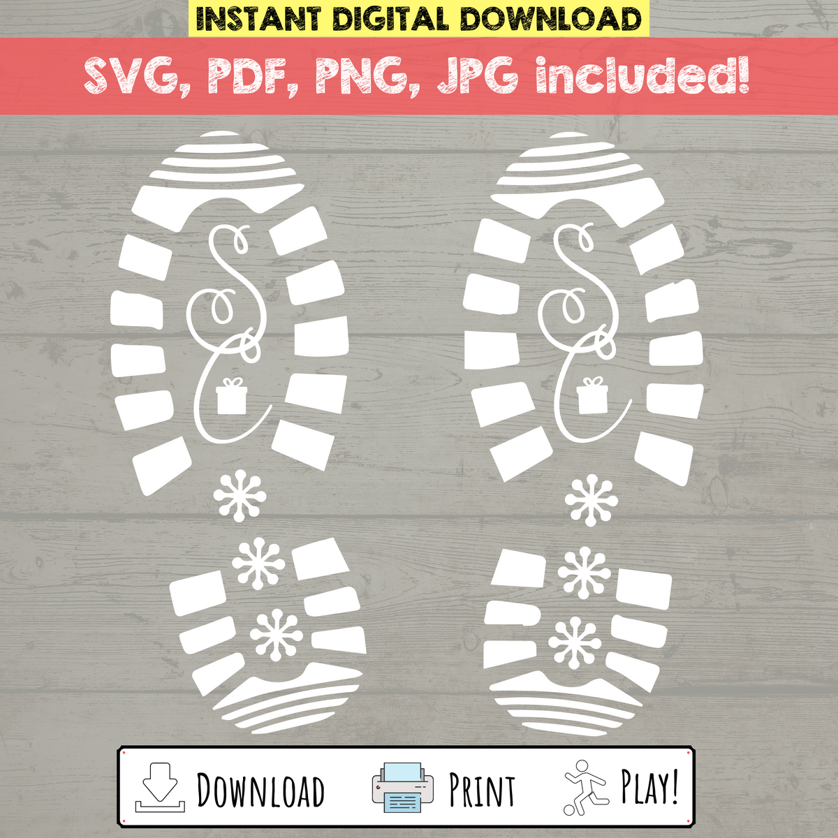 Santa Footprint Stencil SVG Clipart – Bright Color Mom Shop pin-page