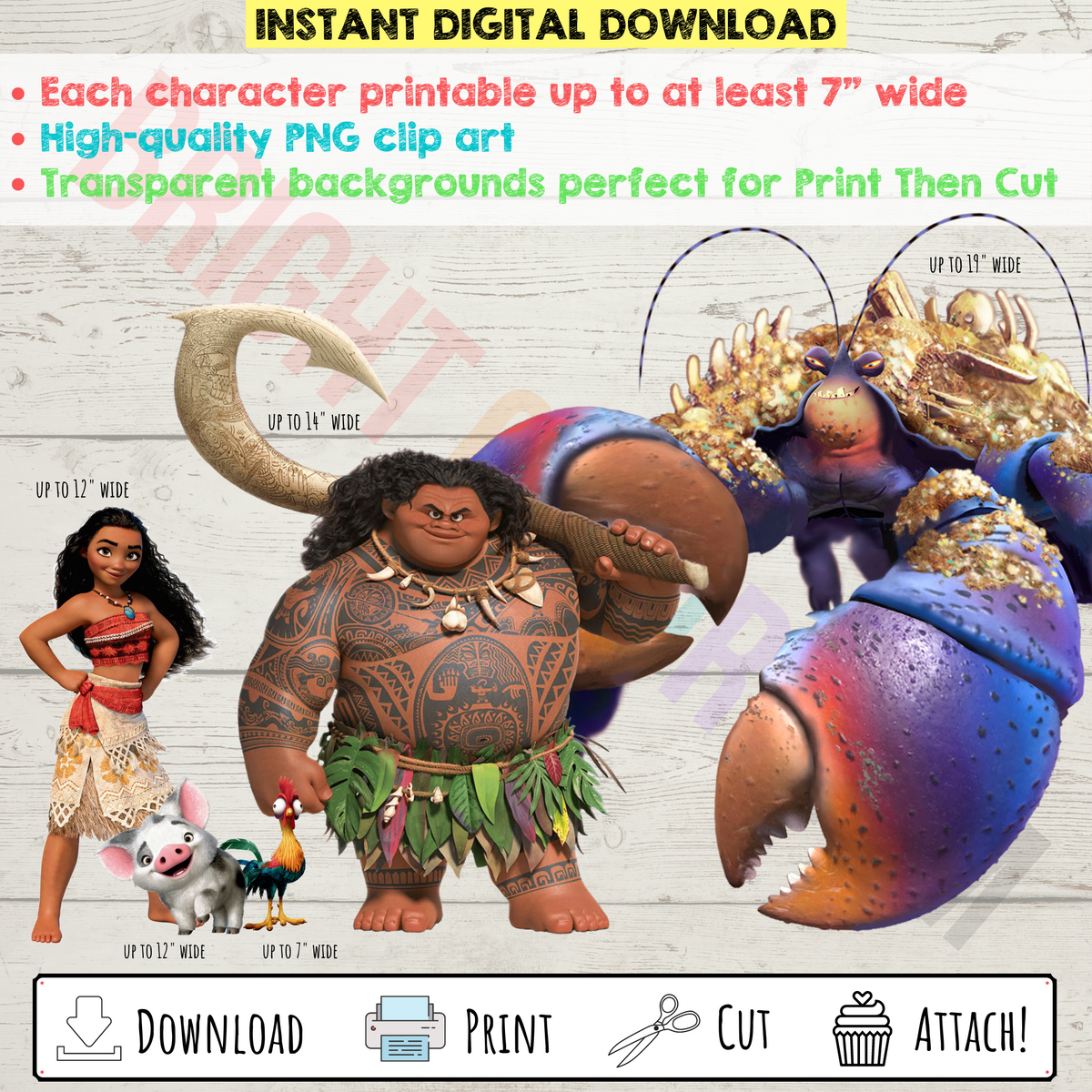 Printable Moana Character Cake Toppers – Bright Color Mom Shop