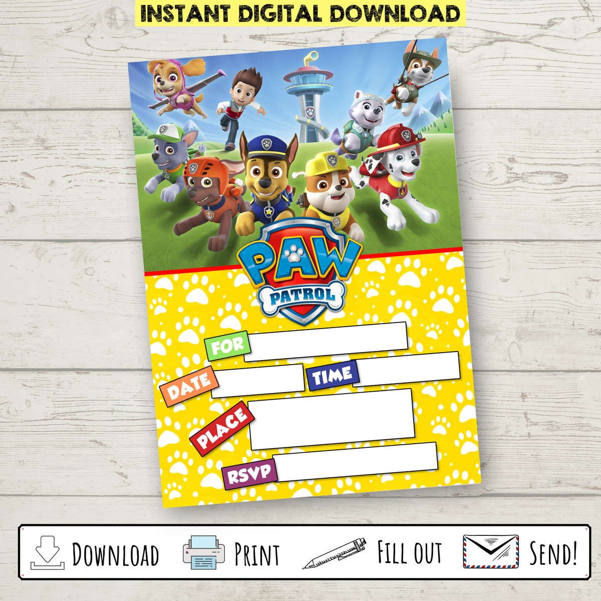 Paw patrol birthday invitations deals