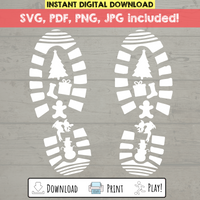 Santa Footprint Stencil SVG Clipart