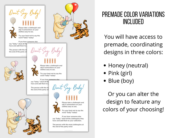 38 Classic Winnie the Pooh Baby Shower Games (Free Printables!)  Disney  baby shower, Baby bear baby shower, Baby shower woodland