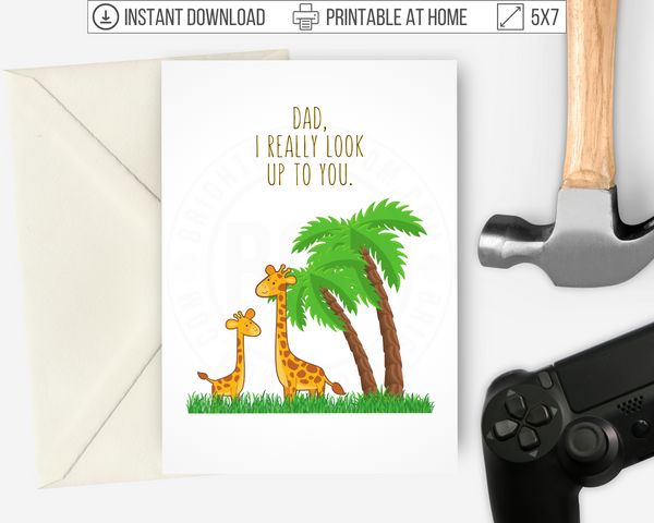 Cute Printable Father's Day Card with Giraffes