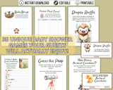 Printable Jungle Safari Baby Shower Games (38 Activities)