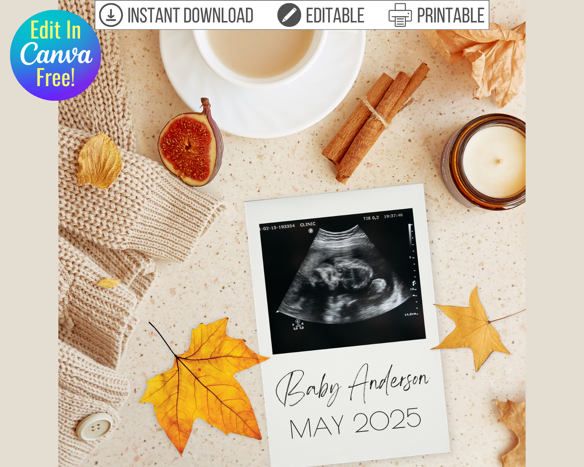Editable Fall Pregnancy Announcement Template Bright Color Mom Shop
