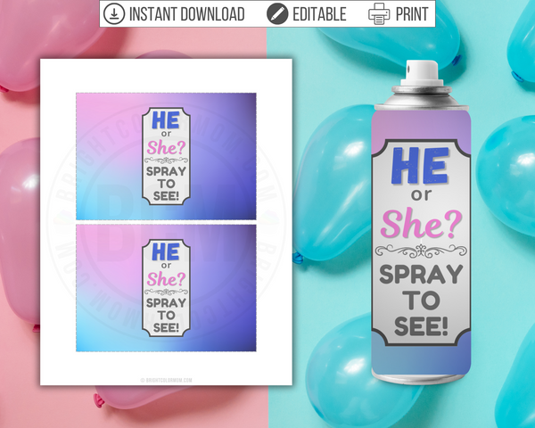 Editable Silly String Gender Reveal Labels