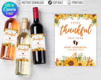 Printable Thanksgiving Pregnancy Announcement Wine Label (Editable)