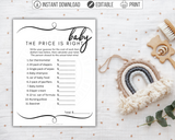 The Price is Right Printable Baby Shower Game