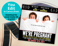 Editable Pregnancy Announcement Movie Poster Template