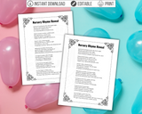 Editable Gender Reveal Nursery Rhymes