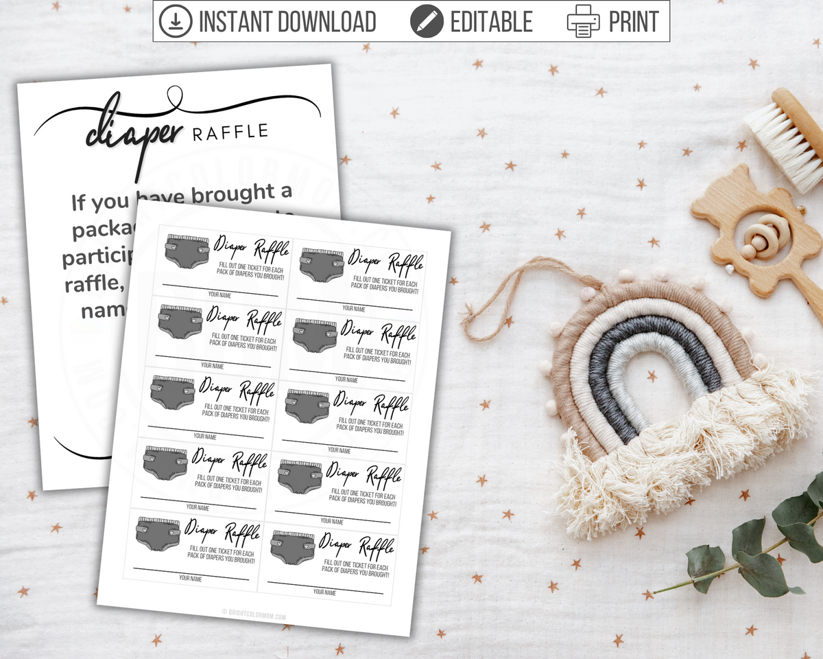 Diaper Raffle Printable Baby Shower Game – Bright Color Mom Shop