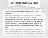 2025 Printable Super Bowl Commercial Bingo Cards (Up to 40)