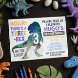 Three-Rex Dinosaur 3rd Birthday Invitation