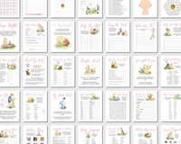 Classic Winnie-the-Pooh Baby Shower Printables Bundle (Pink for Baby Girl)