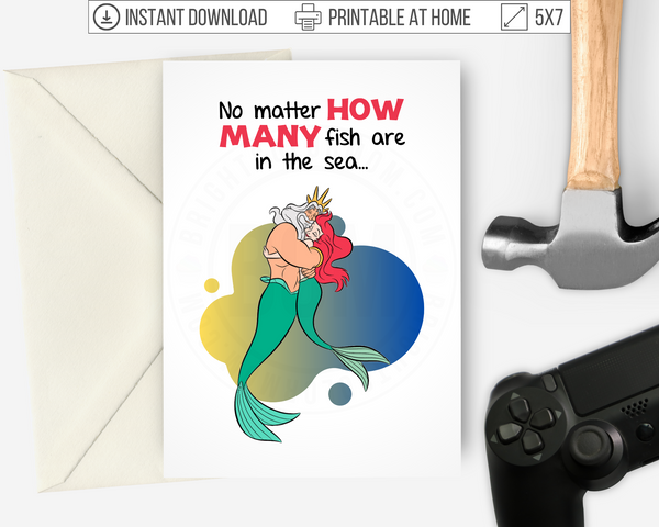 Printable Little Mermaid Father's Day Card