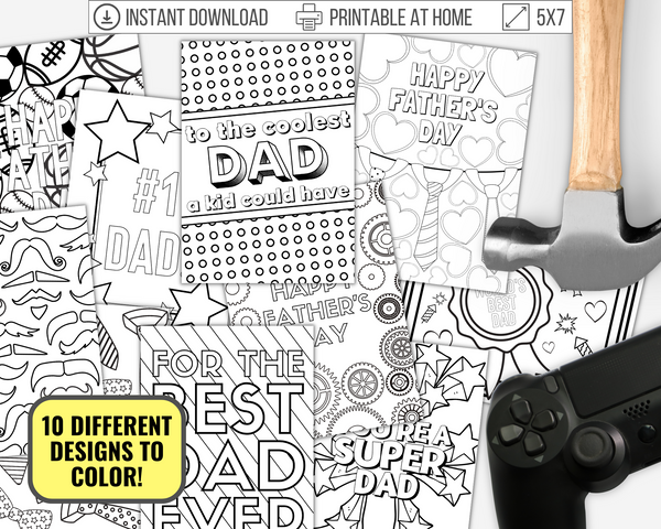 Printable Father's Day Cards for Kids to Color
