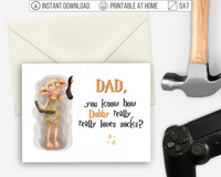 Printable Harry Potter Father's Day Card Featuring Dobby