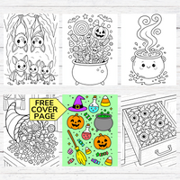 Cute Halloween Coloring Book (50 Pages)
