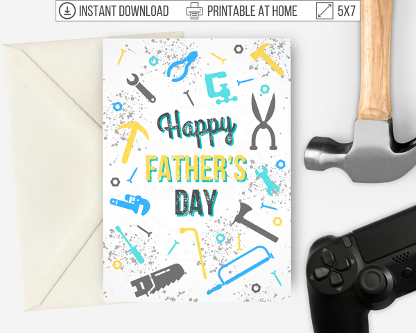 Printable Happy Father's Day Card with Tools