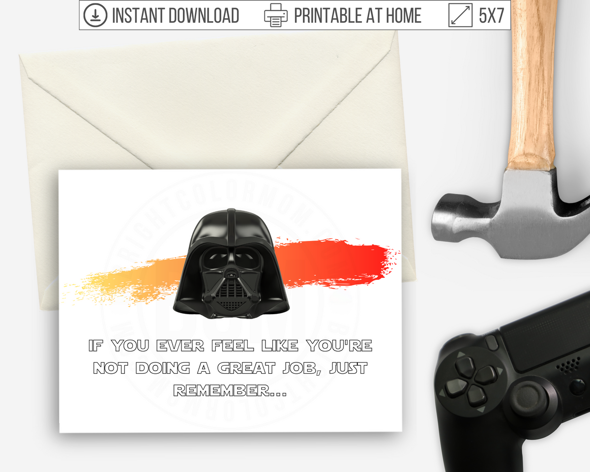 Printable Star Wars Father's Day Card Featuring Darth Vader – Bright ...