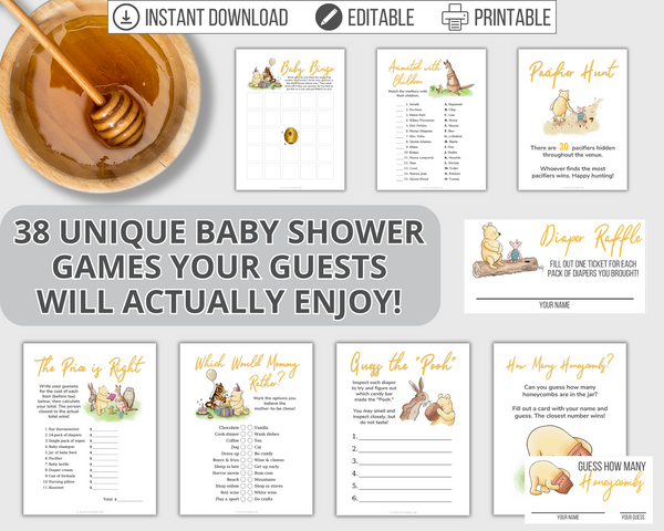 Winnie the Pooh Baby Shower Games - Magical Printable