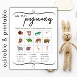 Animal Pregnancies Baby Shower Game