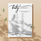 Baby Animal Match Baby Shower Game
