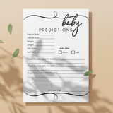 Baby Predictions Baby Shower Activity