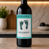 Editable Babyfeet Pregnancy Reveal Wine Label