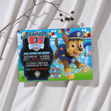 Editable Chase Paw Patrol Party Invitation