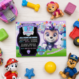 Editable Coral Paw Patrol Party Invitation