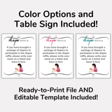Diaper Raffle Sign and Tickets for Baby Shower