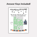 Halloween Maze Worksheets for Kids
