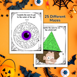 Halloween Maze Worksheets for Kids