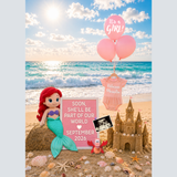 Editable Little Mermaid Pregnancy Announcement Card