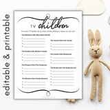 Name the TV Show Kids Baby Shower Game