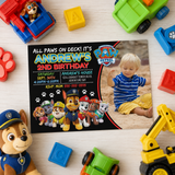 Editable Paw Patrol Chalkboard Party Invitation with Photo