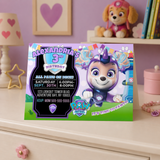 Editable Coral Paw Patrol Party Invitation